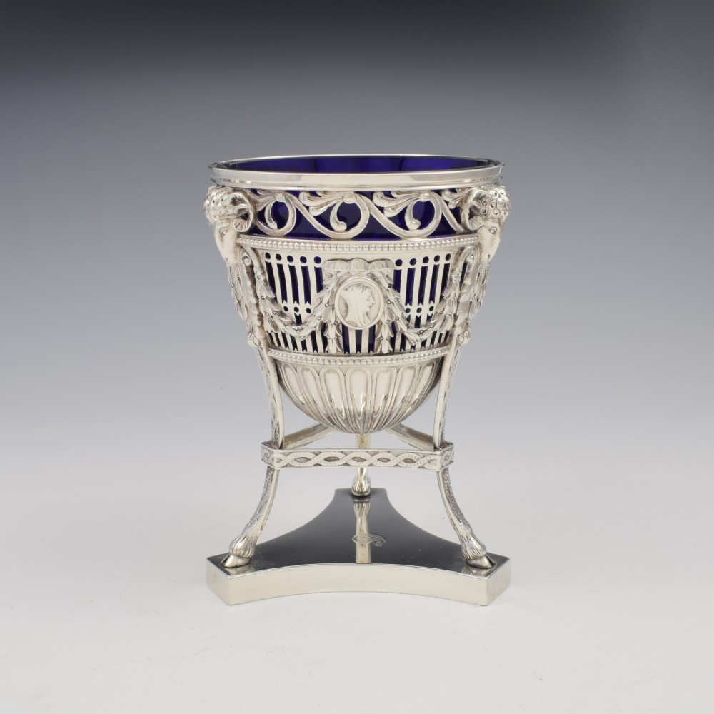 Stunning Large Neoclassical Pierced Silver Pedestal Bonbon Basket / Dish / Bowl View VI