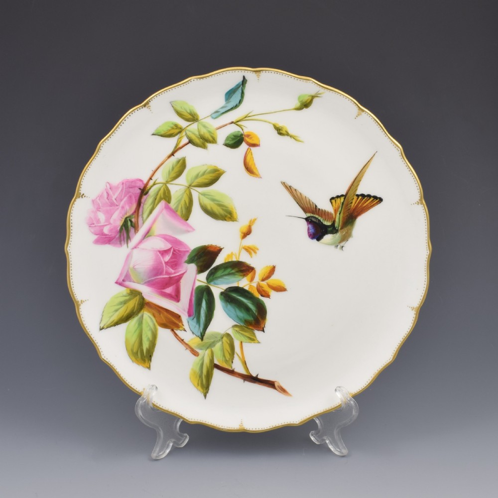 Stunning George Jones Aesthetic Style Relief Moulded Porcelain Hummingbird & Rose Plate