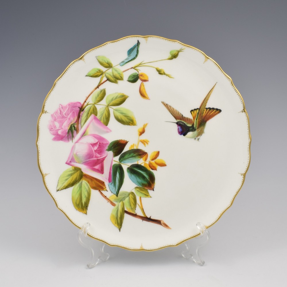 Stunning George Jones Aesthetic Style Relief Moulded Porcelain Hummingbird & Rose Plate View II