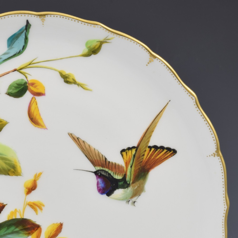 Stunning George Jones Aesthetic Style Relief Moulded Porcelain Hummingbird & Rose Plate View V