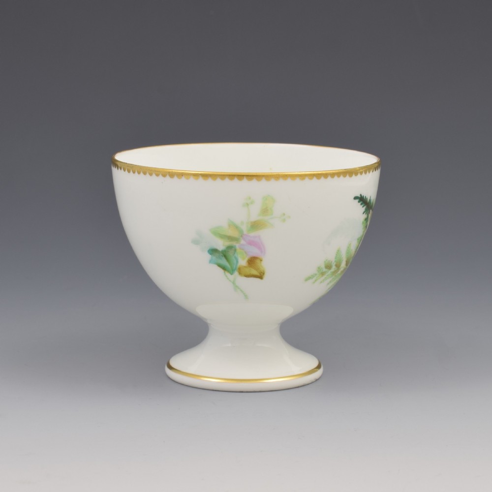 Pretty Victorian Royal Worcester Porcelain Hand Painted Floral Pedestal Cup & Saucer 8173 View VI
