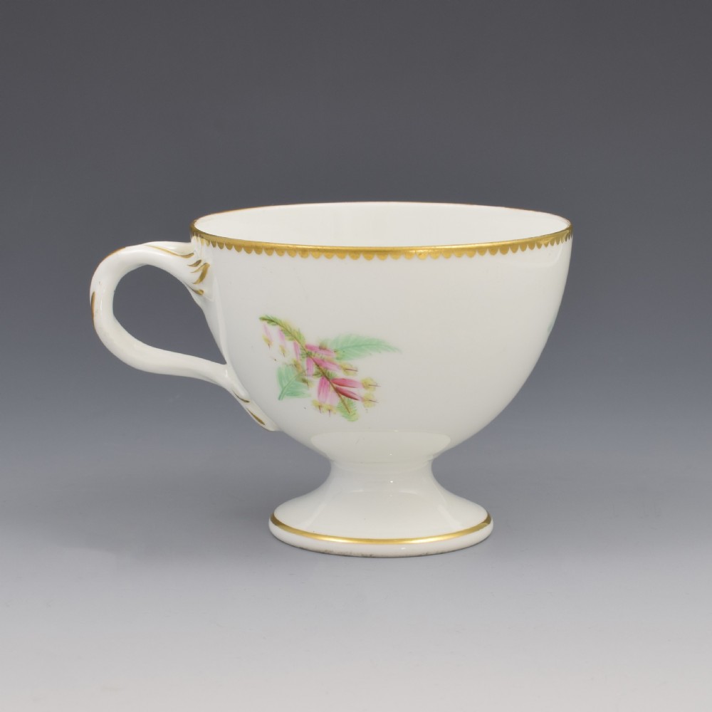 Pretty Victorian Royal Worcester Porcelain Hand Painted Floral Pedestal Cup & Saucer 8173 View VII