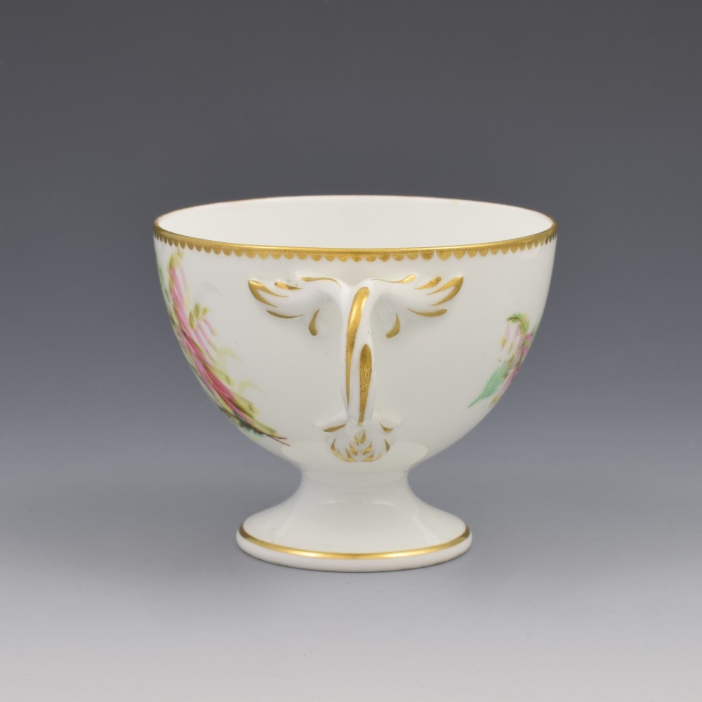Pretty Victorian Royal Worcester Porcelain Hand Painted Floral Pedestal Cup & Saucer 8173 View VIII