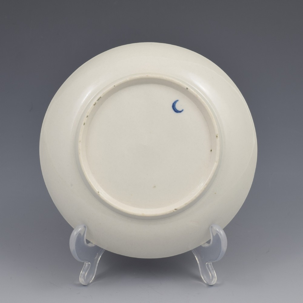 First Period Worcester Blue & White Porcelain Saucer Mother & Child c.1775 View II