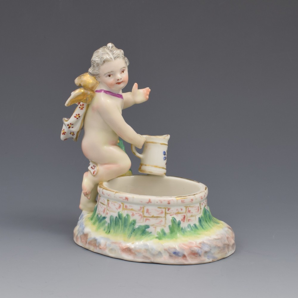 Fine KPM Berlin Porcelain Figural Table Salt Cupid & Well c.1870 Putto / Putti / Cherub