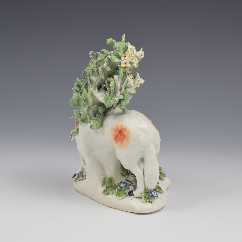 Rare Derby Porcelain Bocage Figure Ewe Suckling A Lamb c.1760 View VI