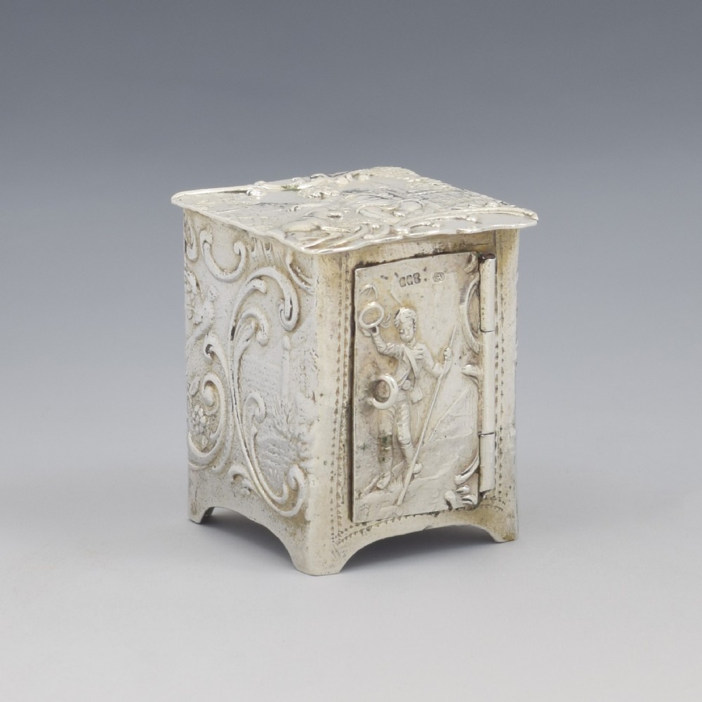 19th Century Novelty Silver Embossed Miniature Cupboard c.1880