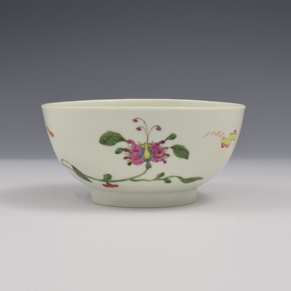Rare First Period Worcester Porcelain Honeysuckle Slop Bowl c.1753-1755