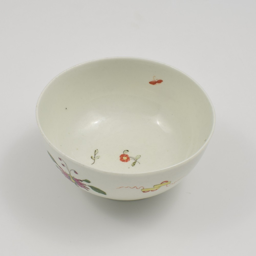 Rare First Period Worcester Porcelain Honeysuckle Slop Bowl c.1753-1755 View VI