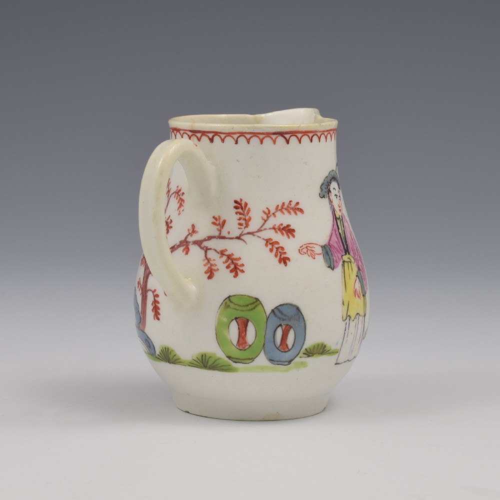 Rare Bow Porcelain Mandarin Pattern Sparrow Beak Cream Jug c.1760 View V