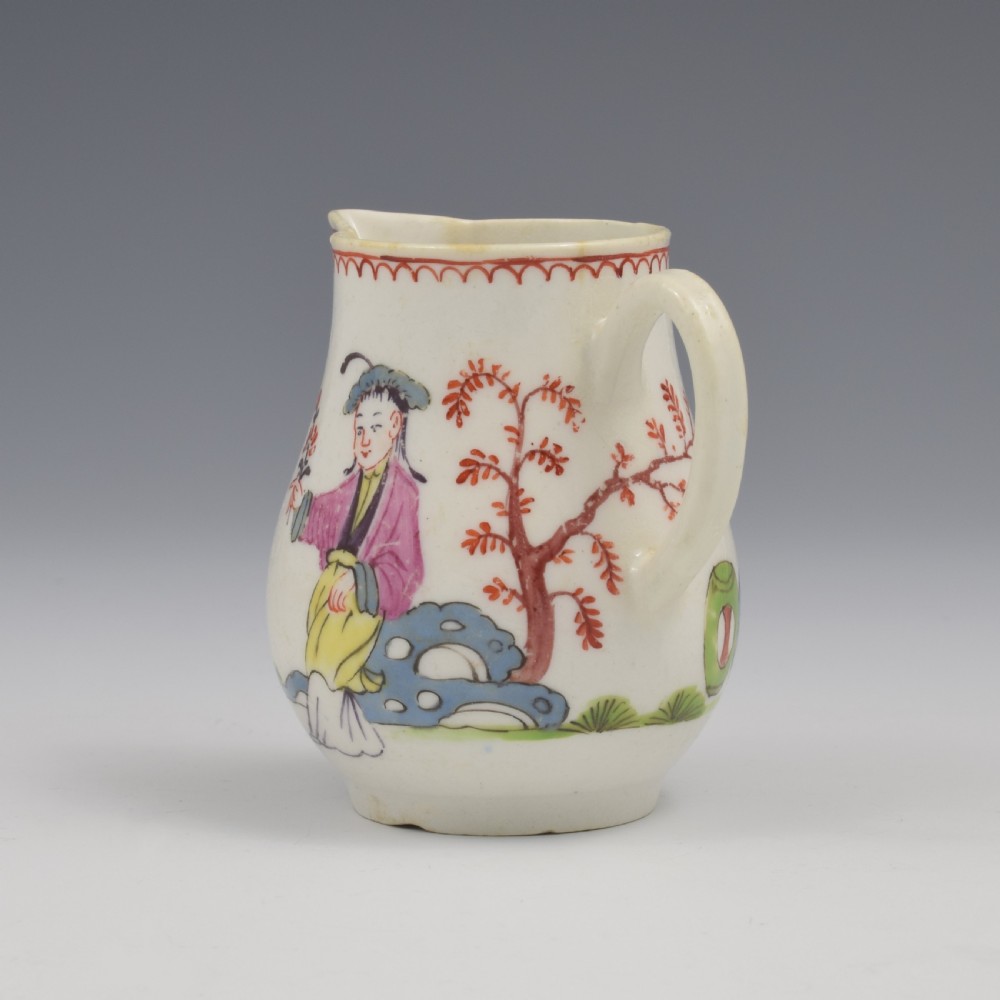 Rare Bow Porcelain Mandarin Pattern Sparrow Beak Cream Jug c.1760 View VI