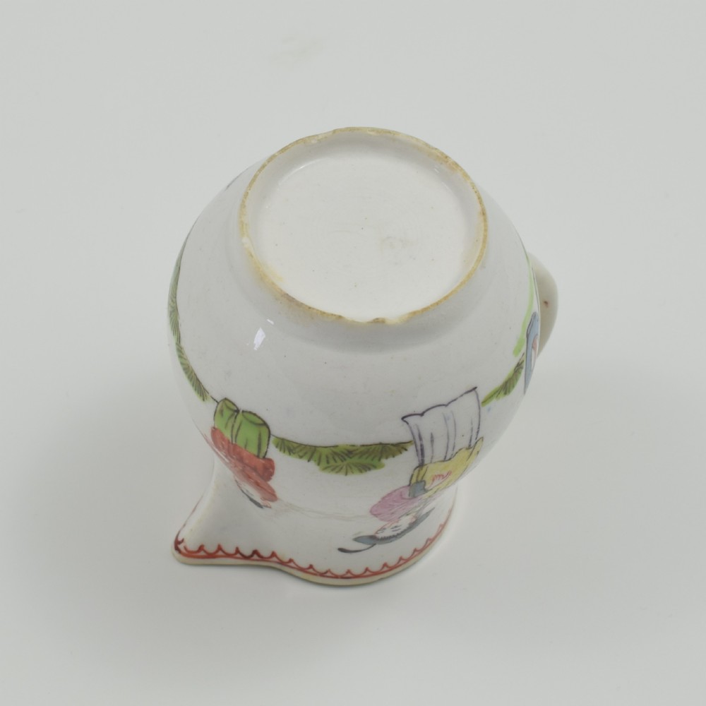 Rare Bow Porcelain Mandarin Pattern Sparrow Beak Cream Jug c.1760 View VIII