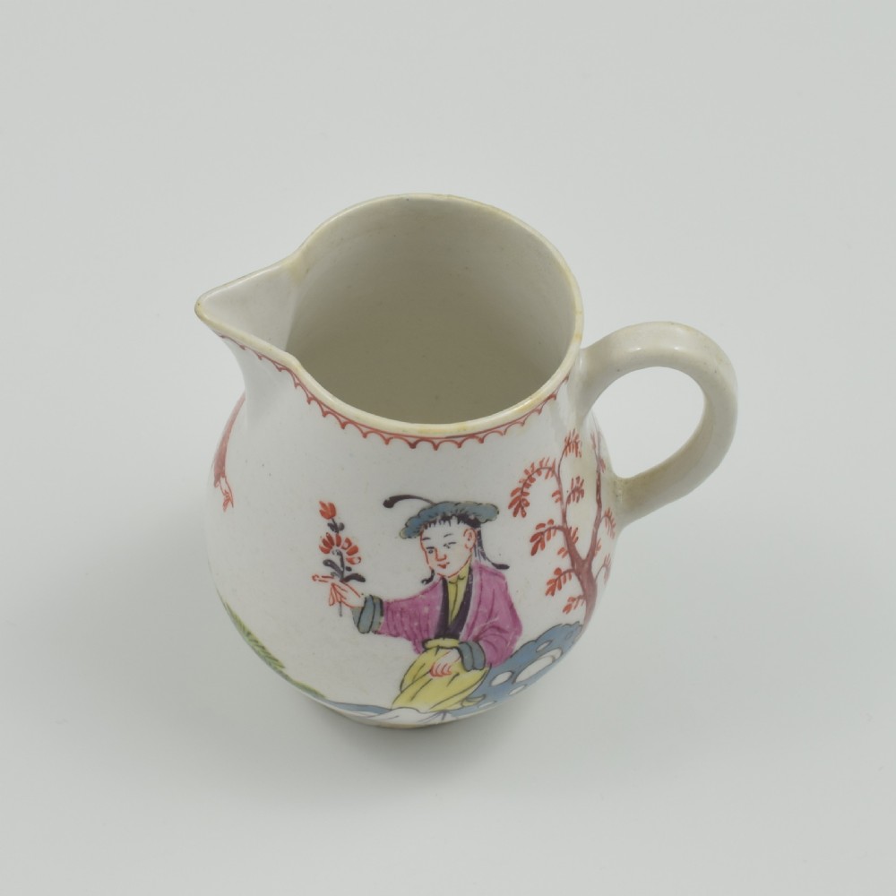Rare Bow Porcelain Mandarin Pattern Sparrow Beak Cream Jug c.1760 View IX
