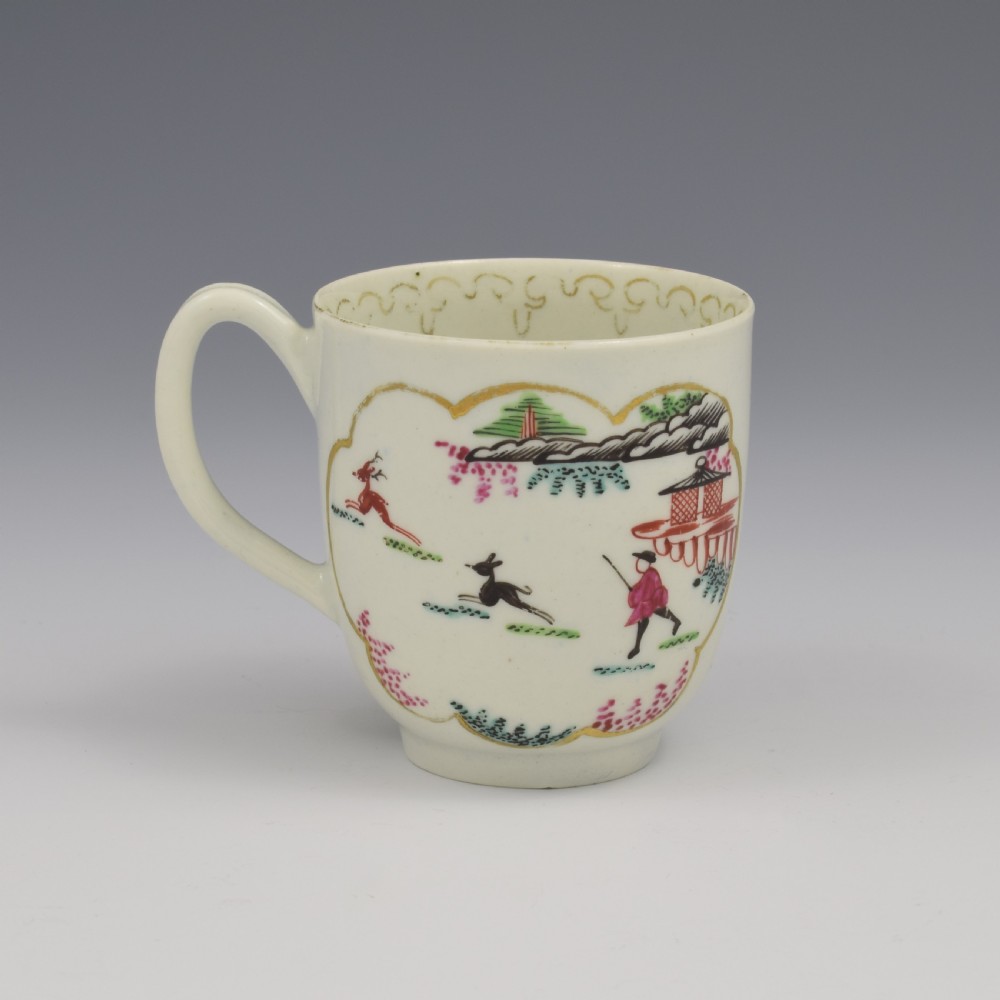 First Period Worcester Porcelain Staghunt Coffee Cup c.1760 Stag Hunt