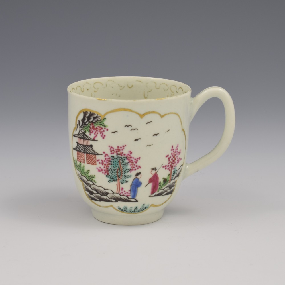 First Period Worcester Porcelain Staghunt Coffee Cup c.1760 Stag Hunt View V