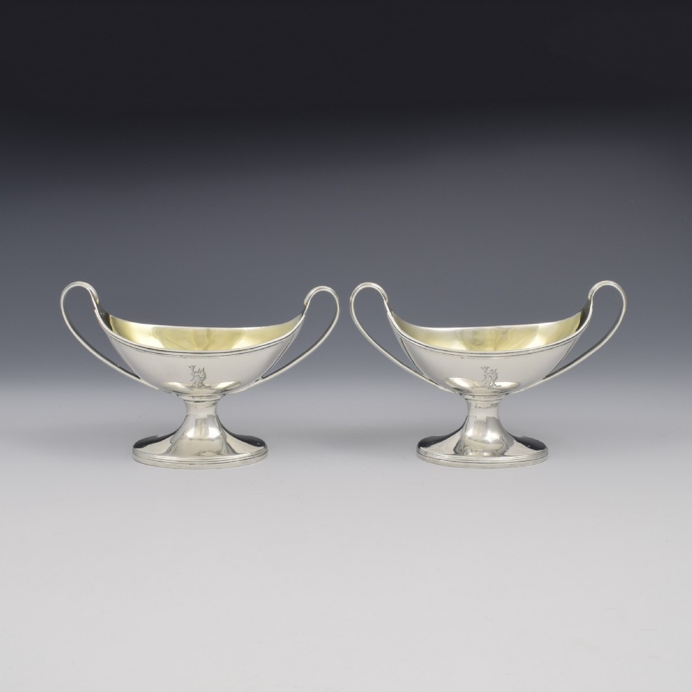 Rare Pair Of Georgian York Silver Table Salts Hampston Prince & Cattles 1801