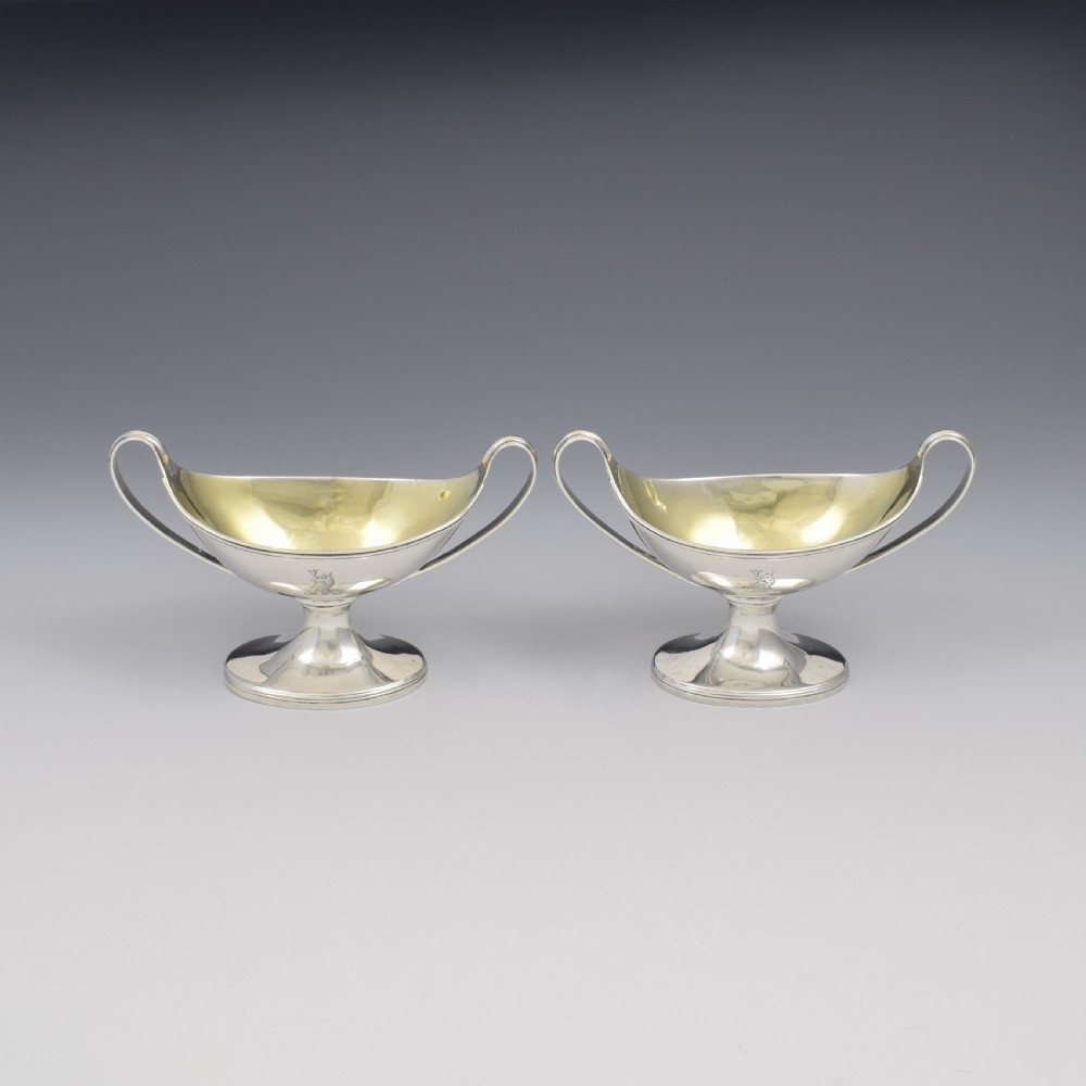 Rare Pair Of Georgian York Silver Table Salts Hampston Prince & Cattles 1801 View II
