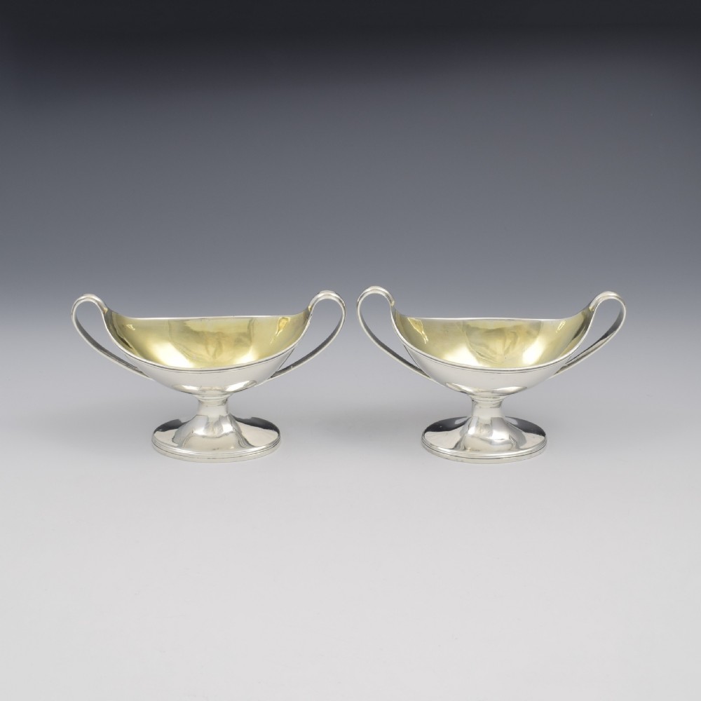 Rare Pair Of Georgian York Silver Table Salts Hampston Prince & Cattles 1801 View VII