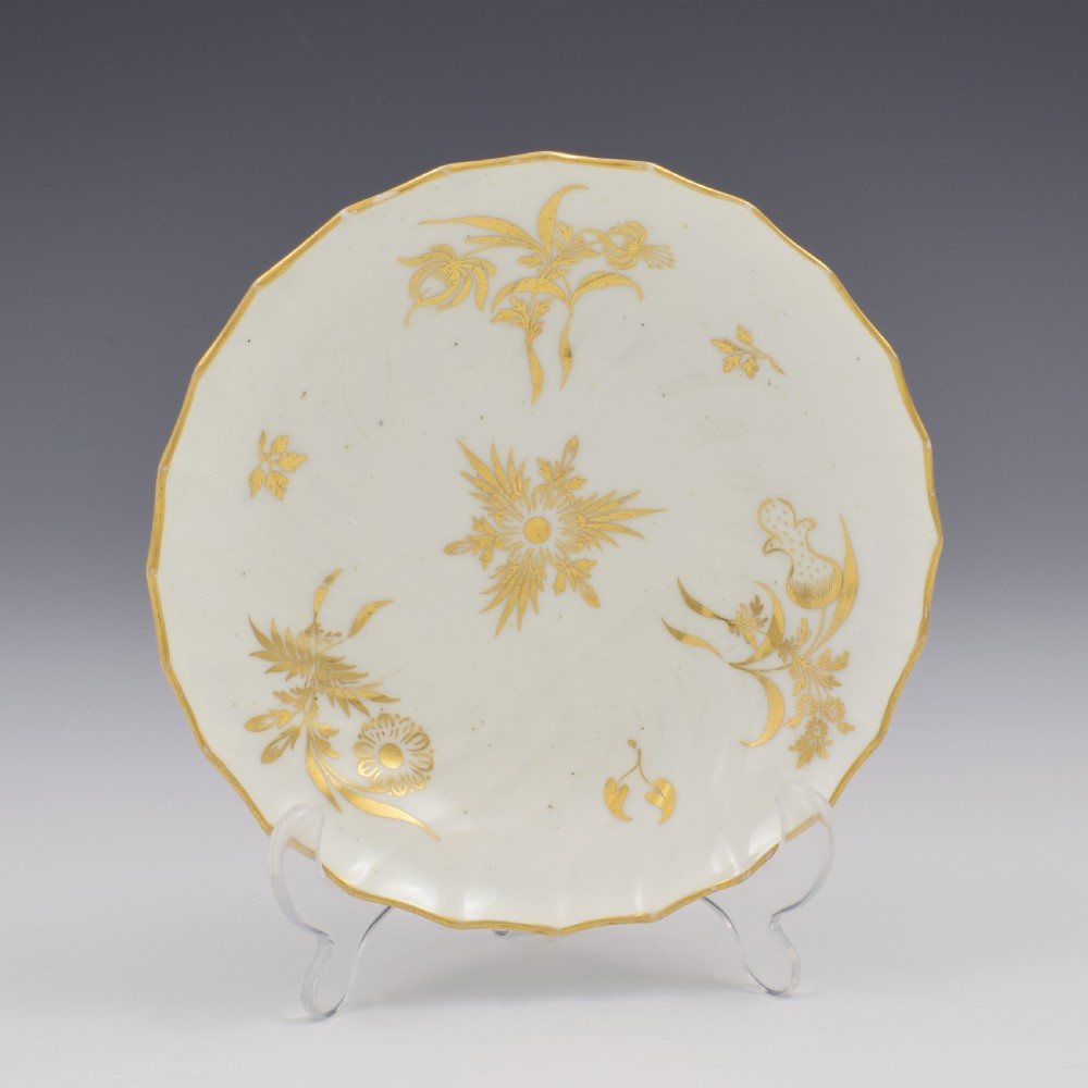 Fine Flight Worcester Porcelain Spiral Fluted Tea Bowl Gilt Flowers c.1785 View VII