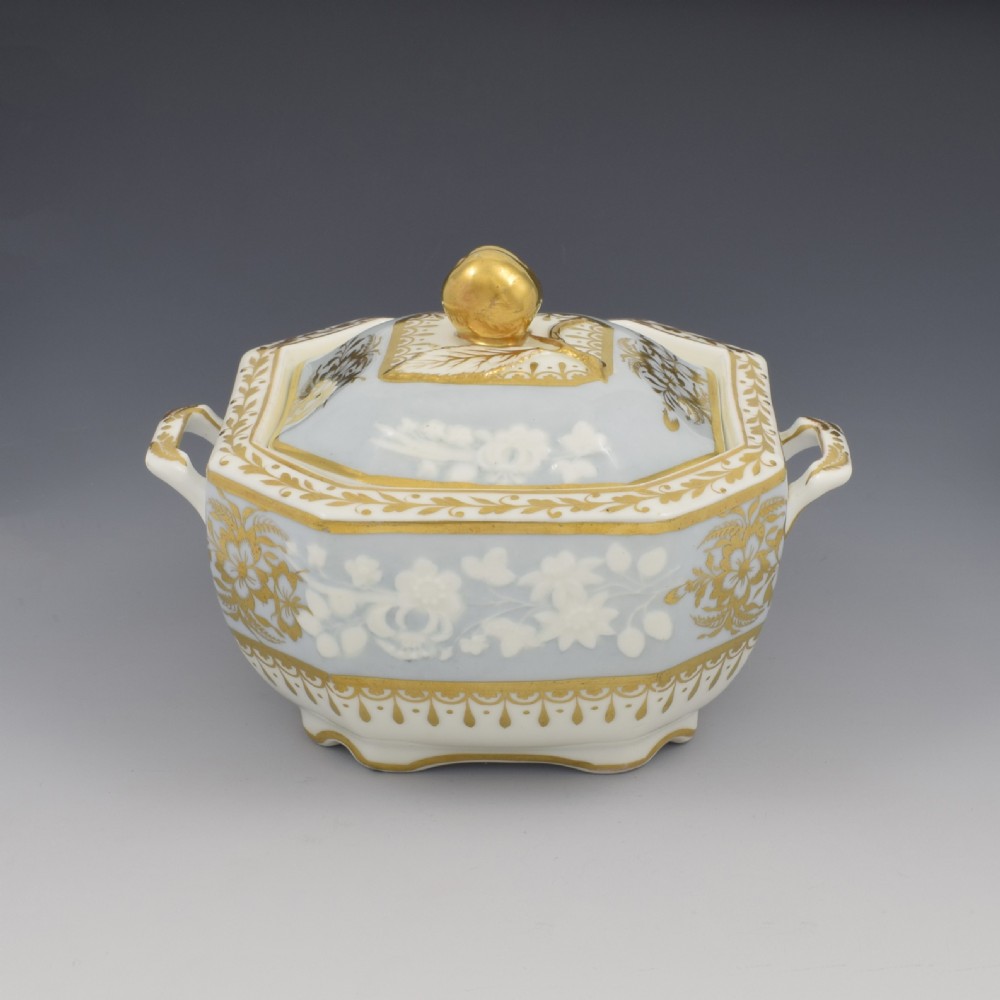 Georgian Regency Spode Felspar Porcelain Octagonal Sucrier 3906 c.1820 View II