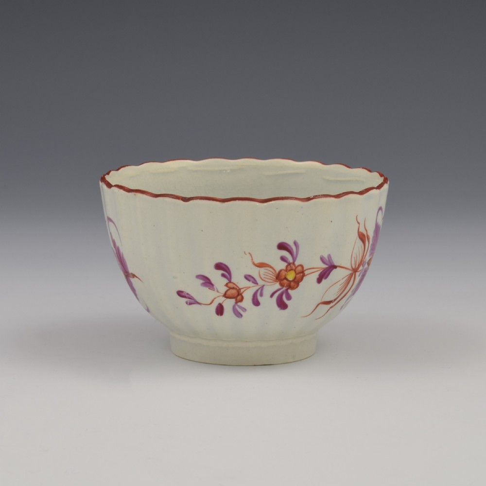Pretty Georgian Fluted Pearlware Tea Bowl c.1790-1800 View II