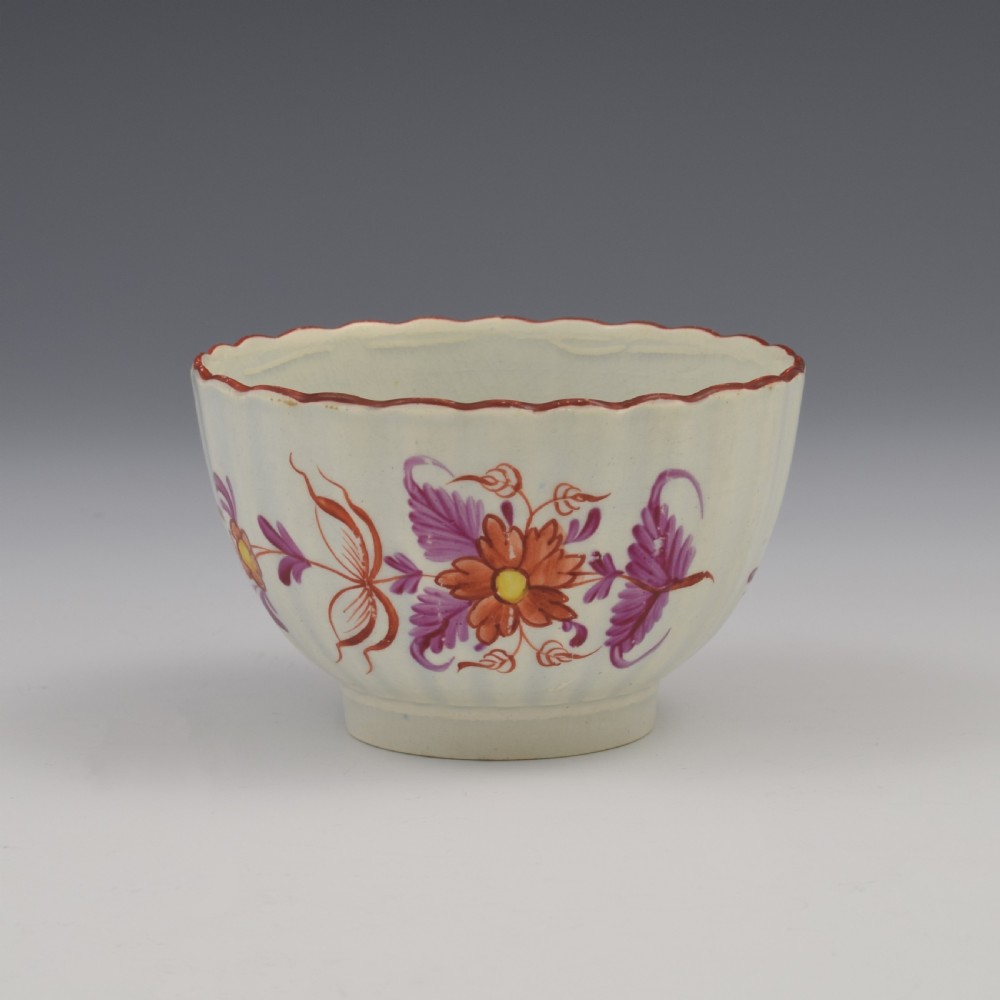 Pretty Georgian Fluted Pearlware Tea Bowl c.1790-1800 View III