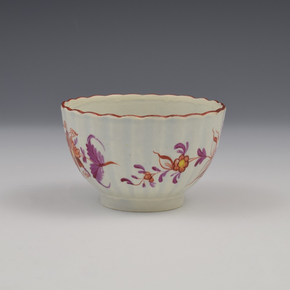 Pretty Georgian Fluted Pearlware Tea Bowl c.1790-1800 View IV