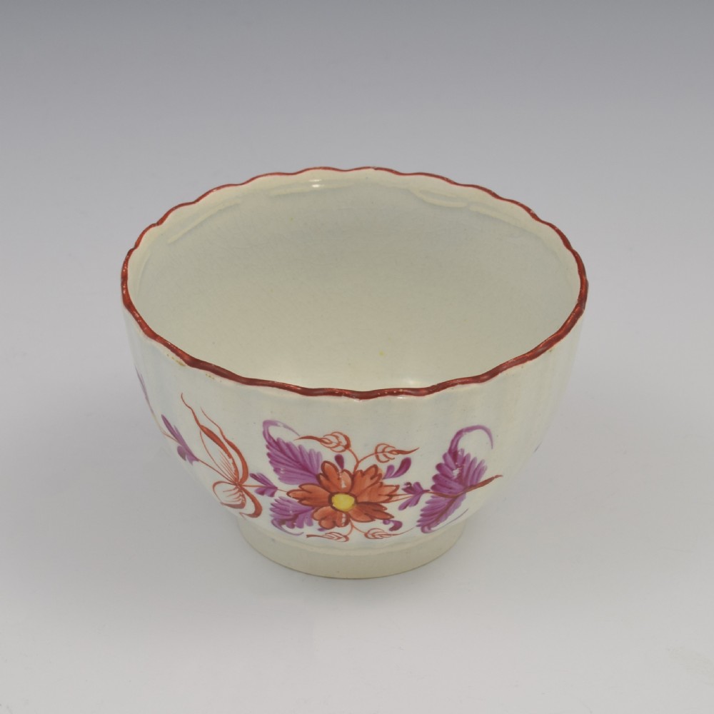 Pretty Georgian Fluted Pearlware Tea Bowl c.1790-1800 View VI