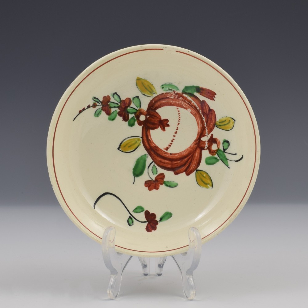 Lovely Creamware Pottery Tea Bowl & Saucer King's Rose Pattern c.1785 View II