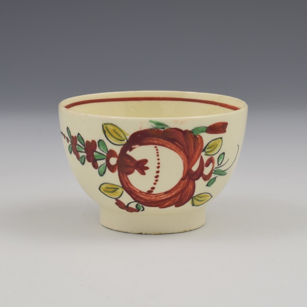 Lovely Creamware Pottery Tea Bowl & Saucer King's Rose Pattern c.1785 View III