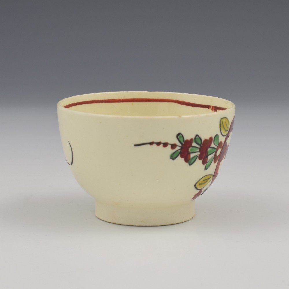 Lovely Creamware Pottery Tea Bowl & Saucer King's Rose Pattern c.1785 View IV
