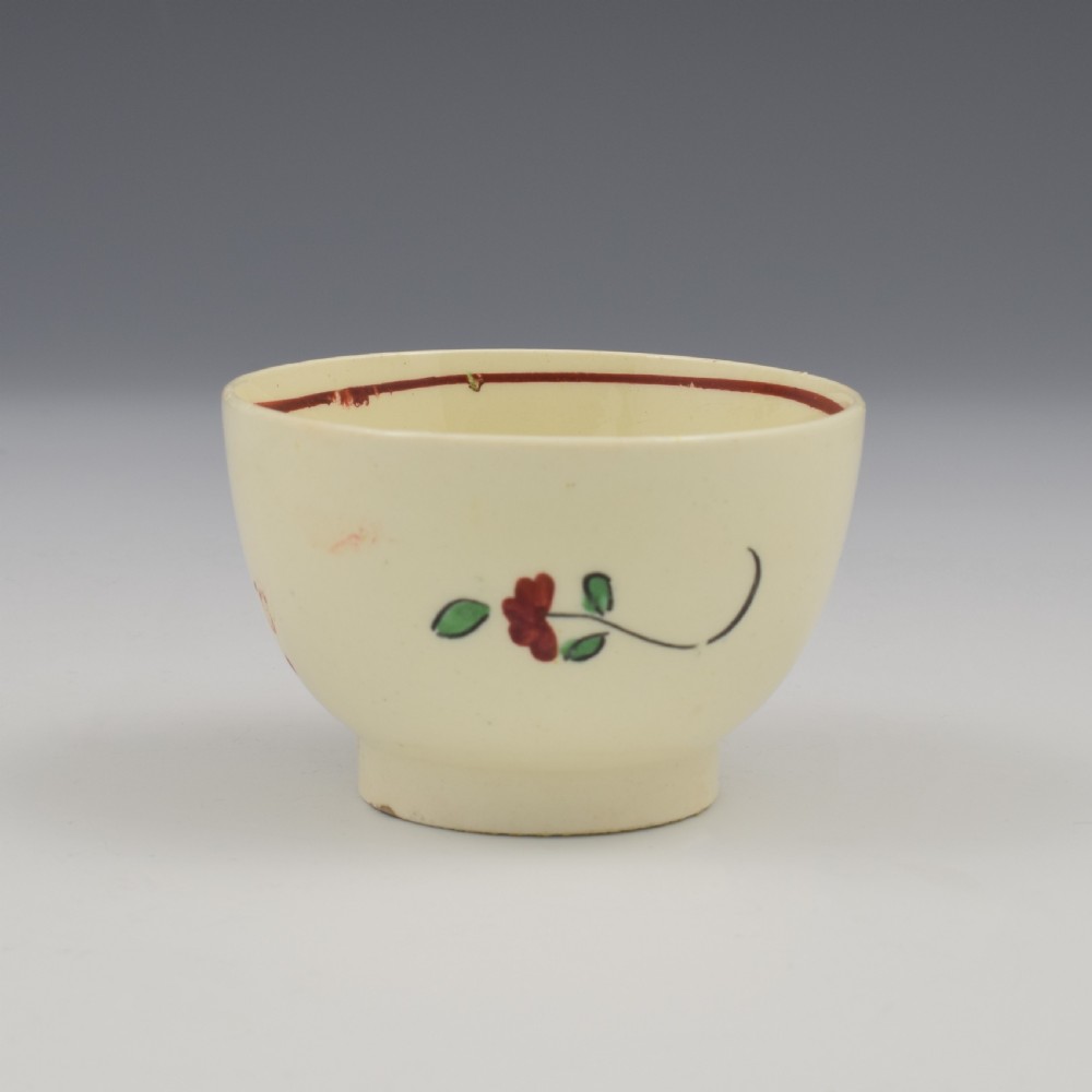 Lovely Creamware Pottery Tea Bowl & Saucer King's Rose Pattern c.1785 View V