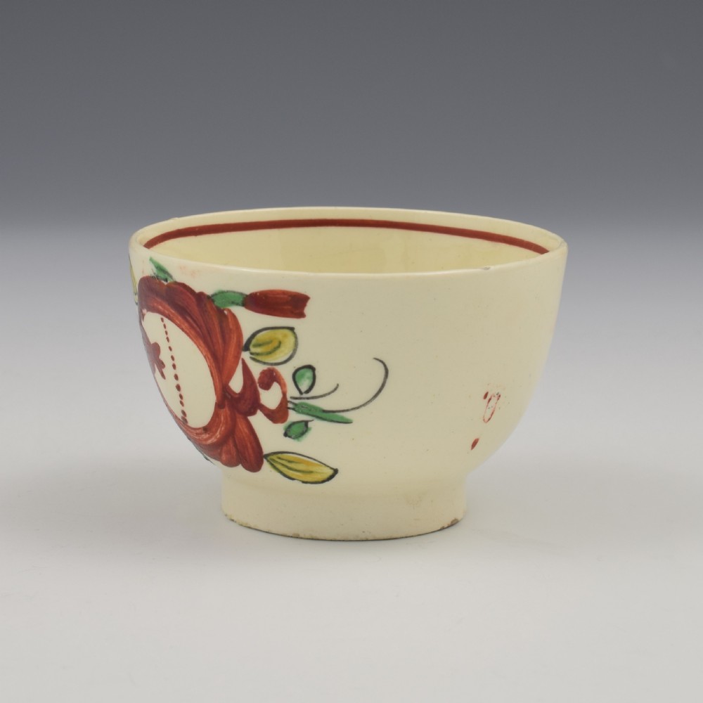Lovely Creamware Pottery Tea Bowl & Saucer King's Rose Pattern c.1785 View VI