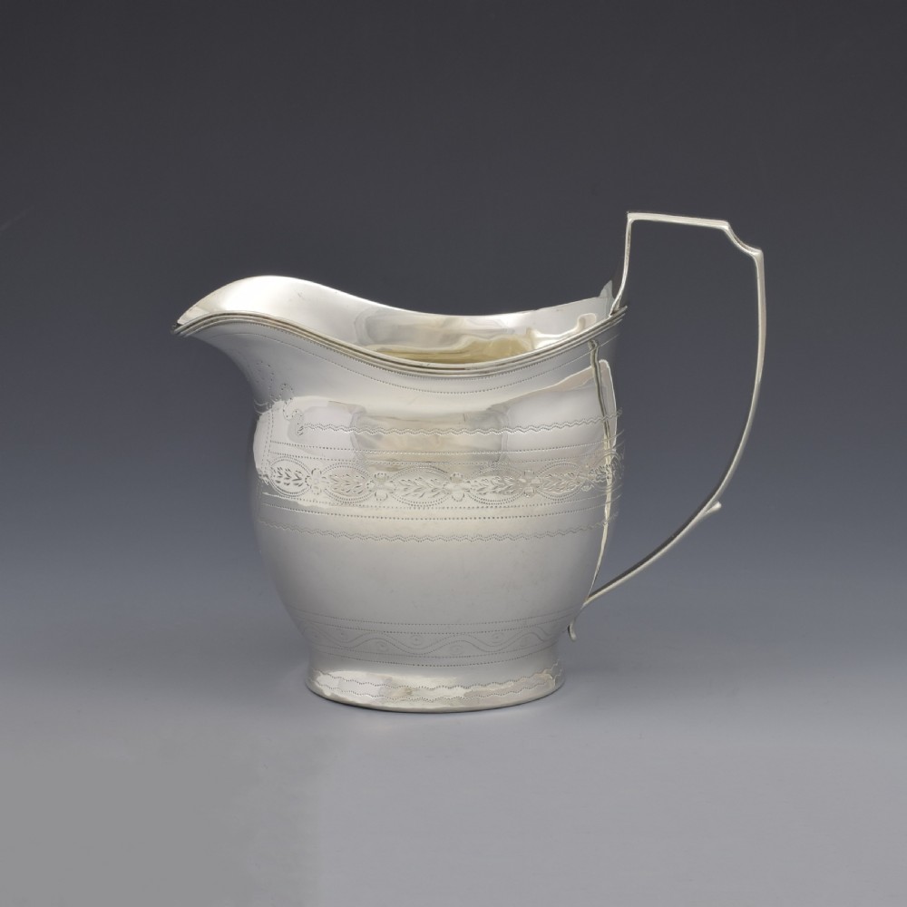Pretty Georgian Silver Bright Cut Engraved Cream / Milk Jug 1802