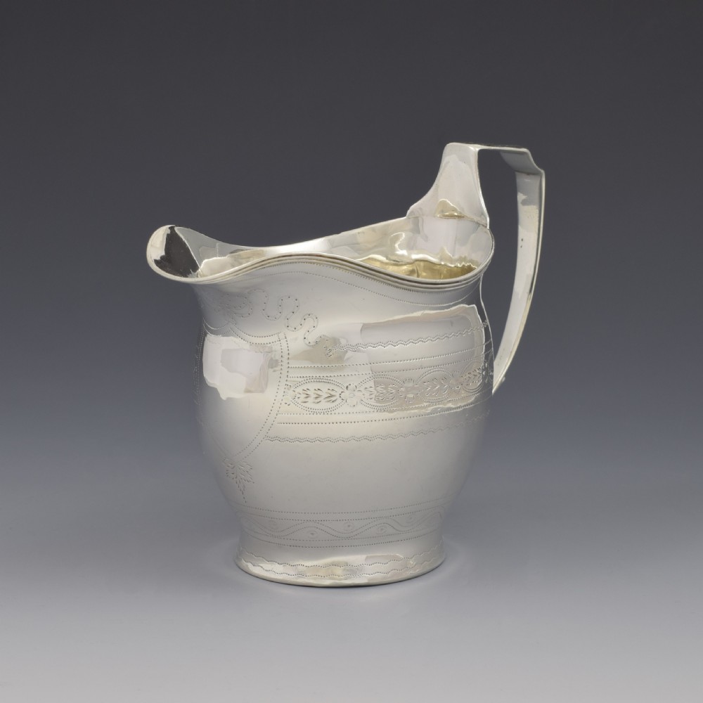 Pretty Georgian Silver Bright Cut Engraved Cream / Milk Jug 1802 View II