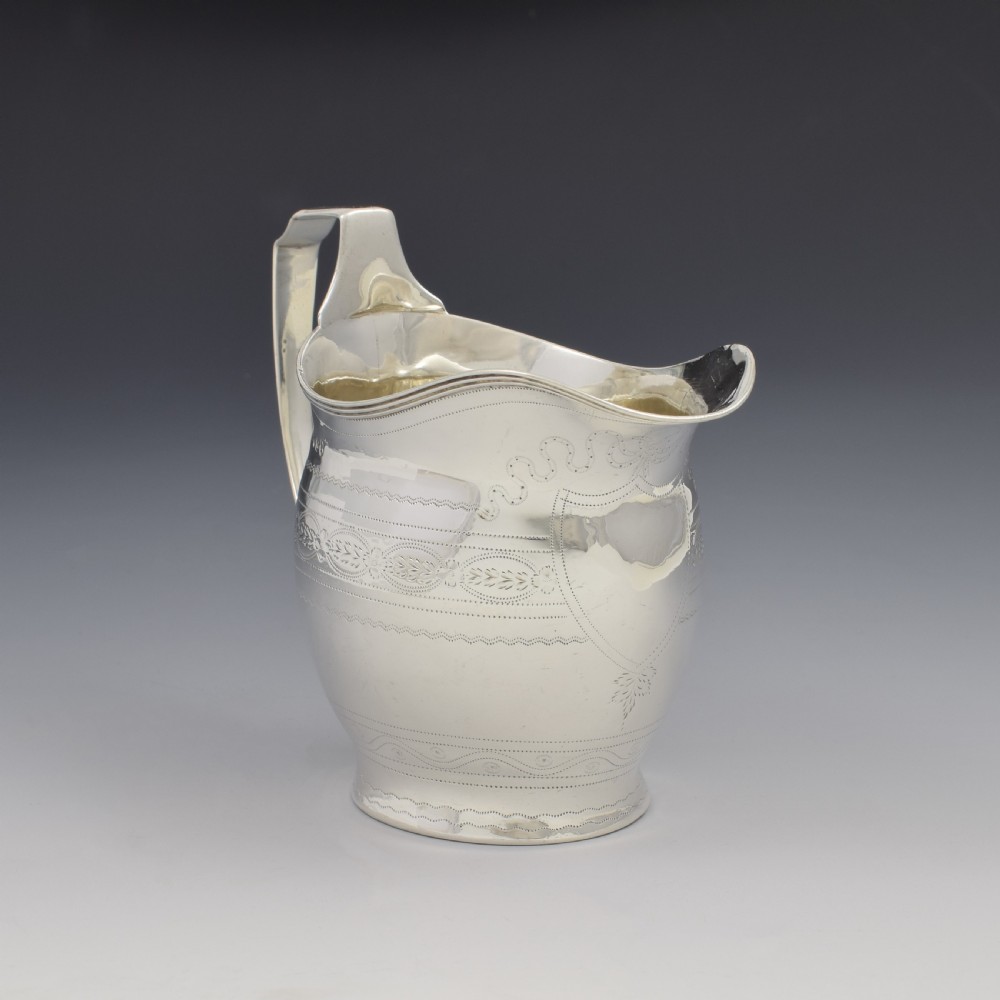 Pretty Georgian Silver Bright Cut Engraved Cream / Milk Jug 1802 View IV
