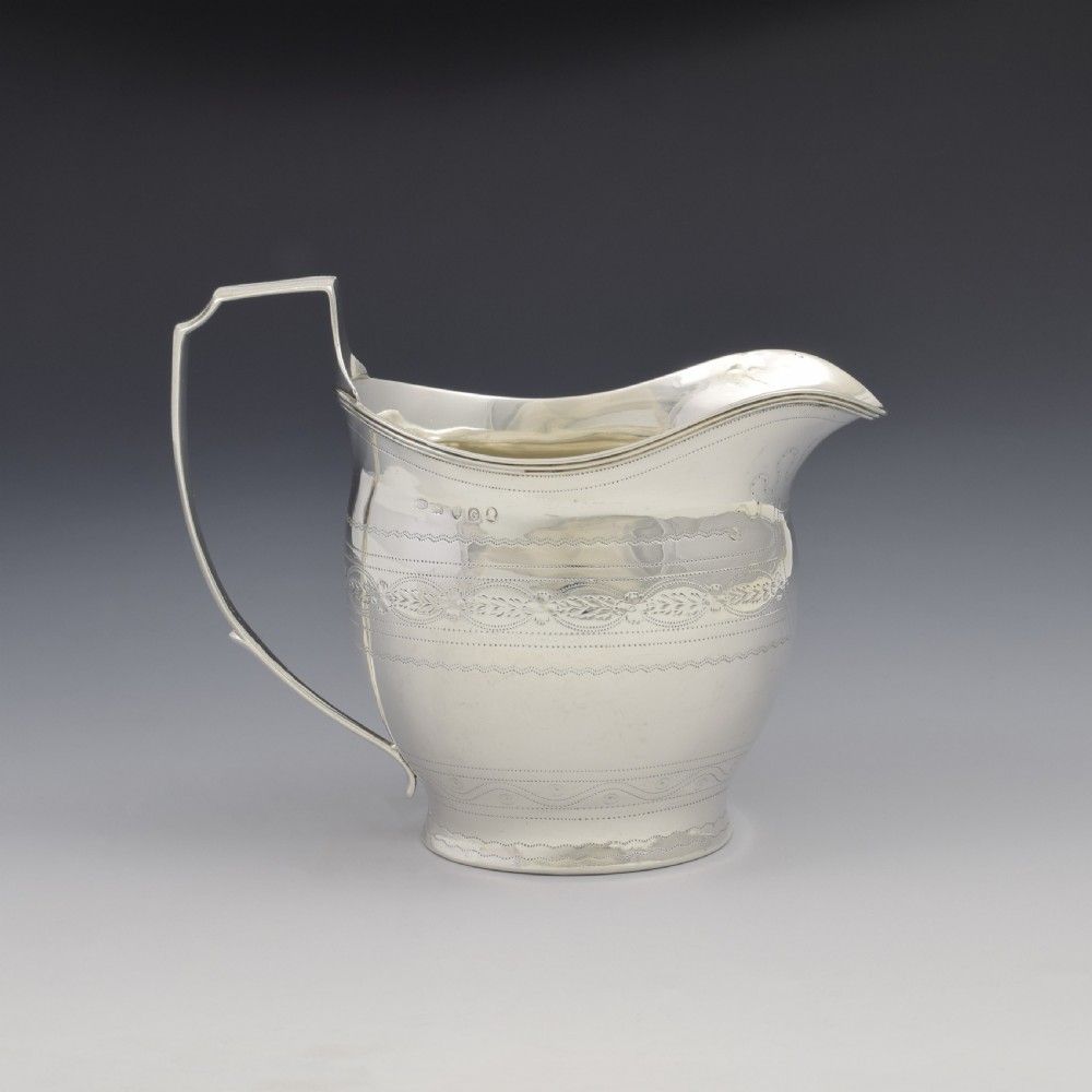Pretty Georgian Silver Bright Cut Engraved Cream / Milk Jug 1802 View V