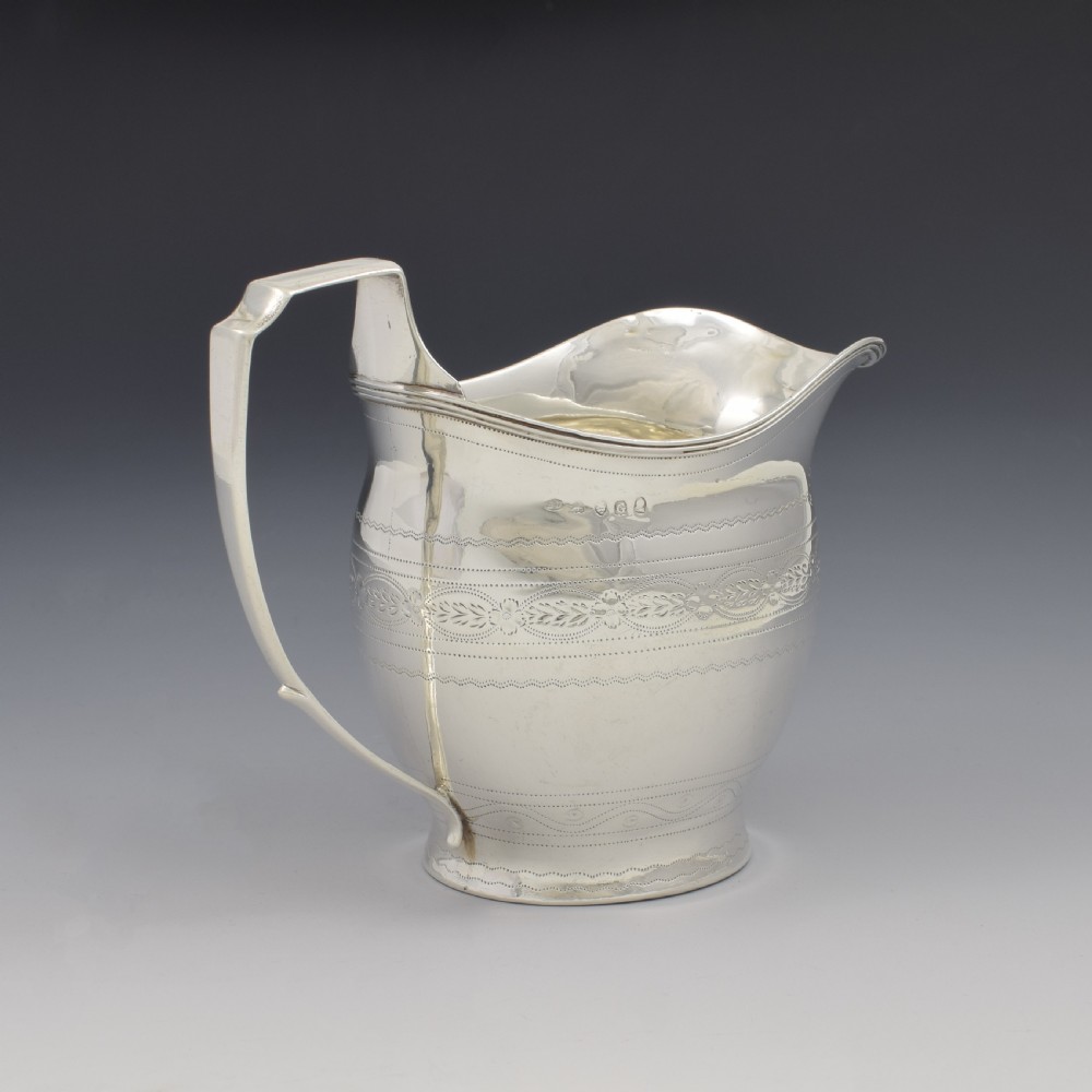 Pretty Georgian Silver Bright Cut Engraved Cream / Milk Jug 1802 View VI