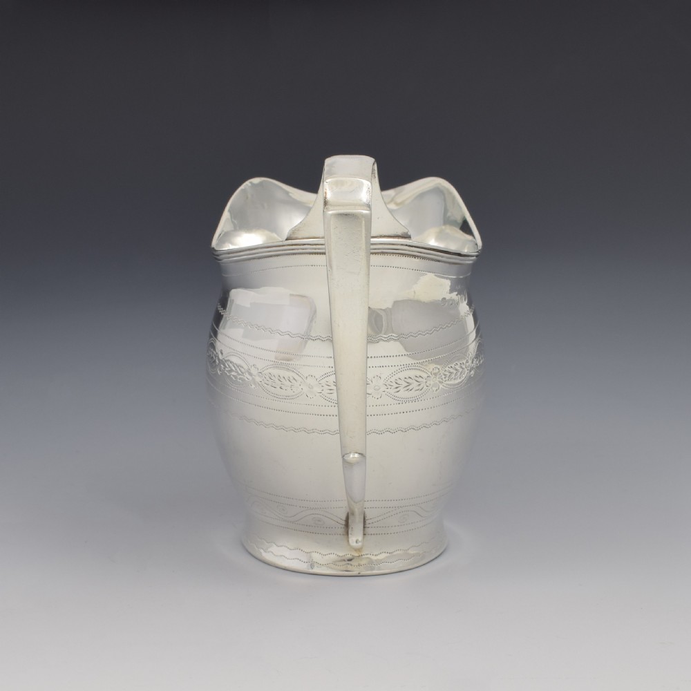 Pretty Georgian Silver Bright Cut Engraved Cream / Milk Jug 1802 View VIII