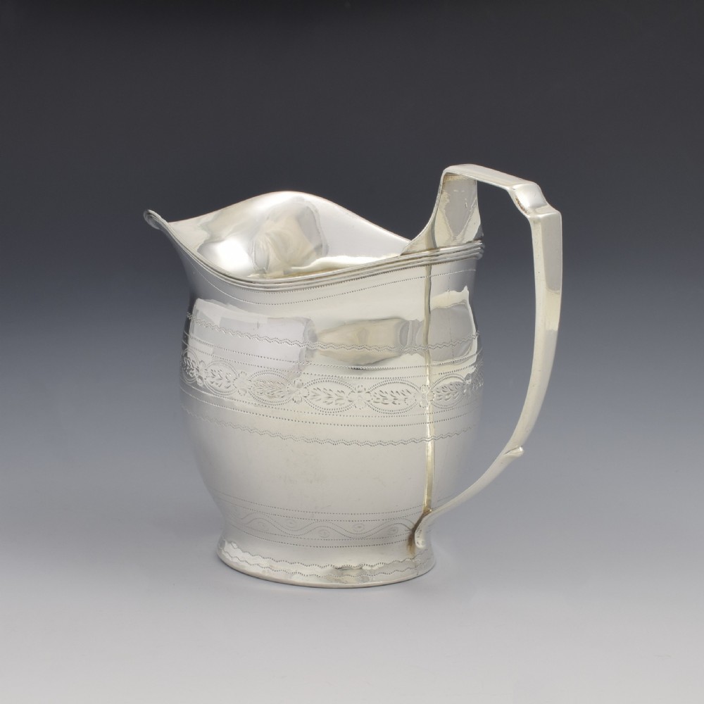 Pretty Georgian Silver Bright Cut Engraved Cream / Milk Jug 1802 View IX