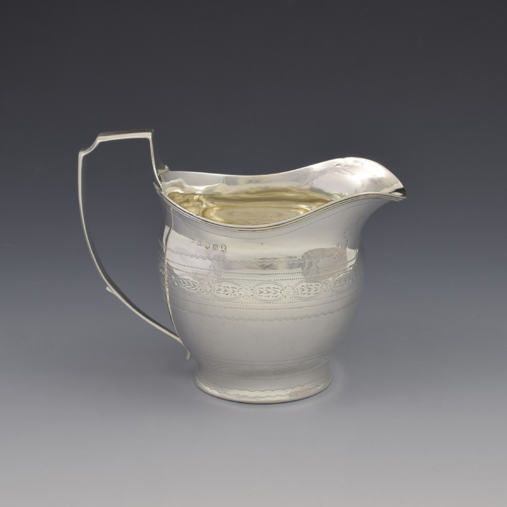 Pretty Georgian Silver Bright Cut Engraved Cream / Milk Jug 1802 View X