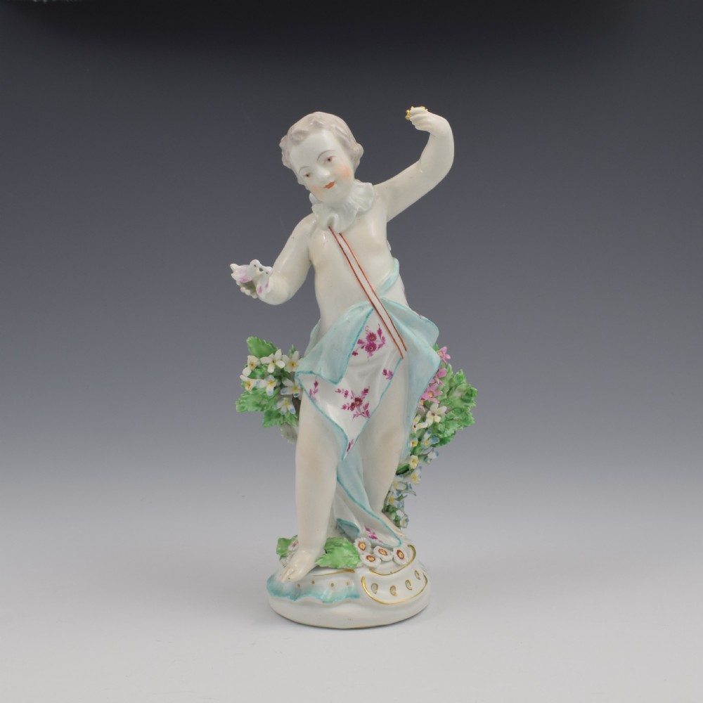 Rare Derby Porcelain Figure Cupid With Doves & Key c.1770