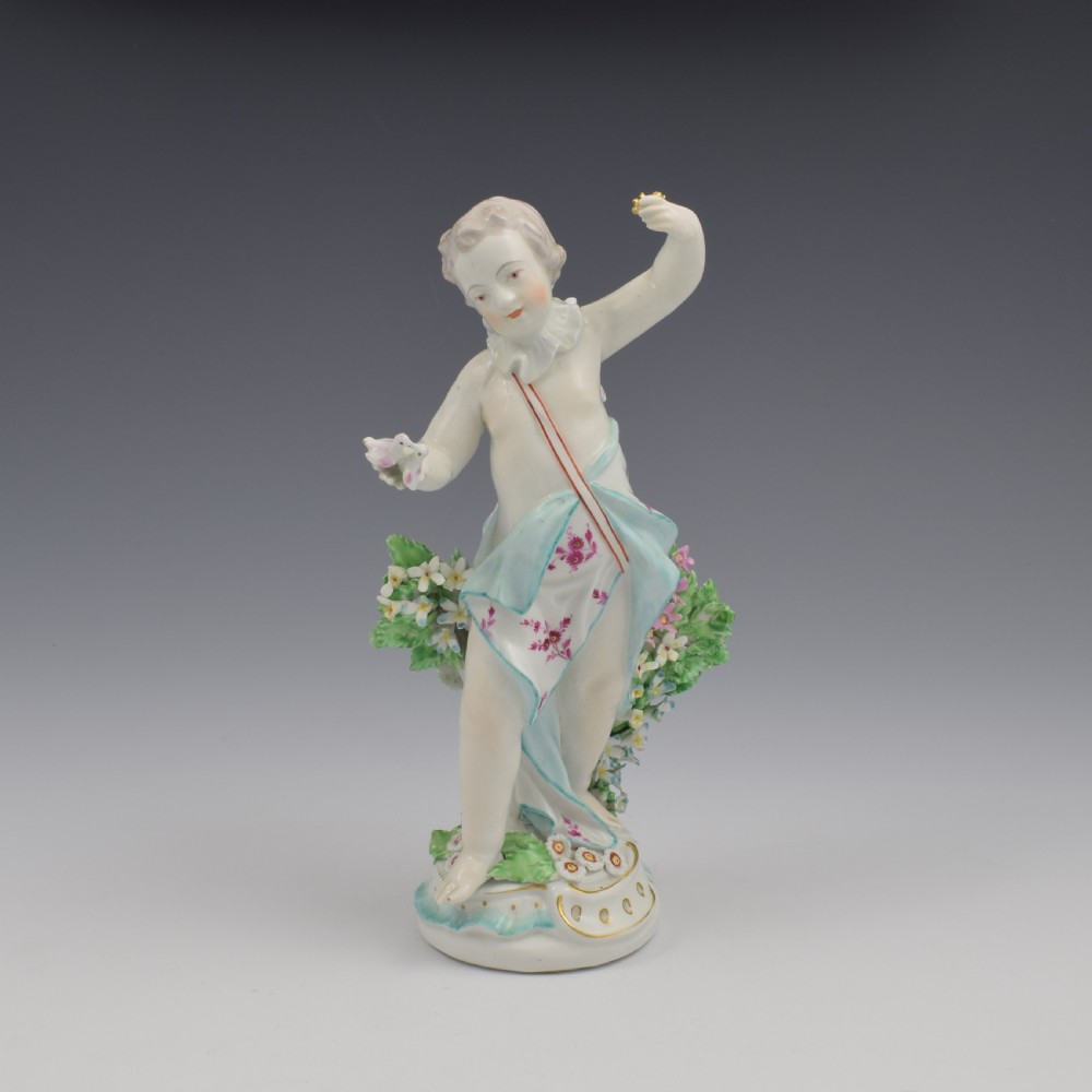 Rare Derby Porcelain Figure Cupid With Doves & Key c.1770 View II