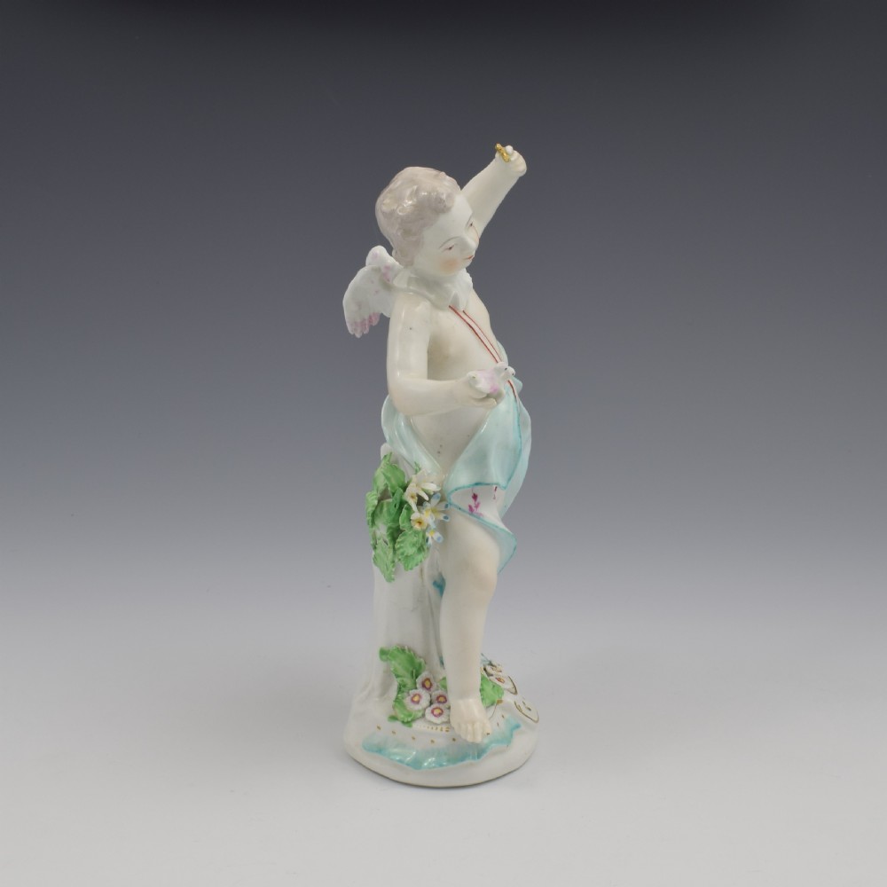 Rare Derby Porcelain Figure Cupid With Doves & Key c.1770 View III