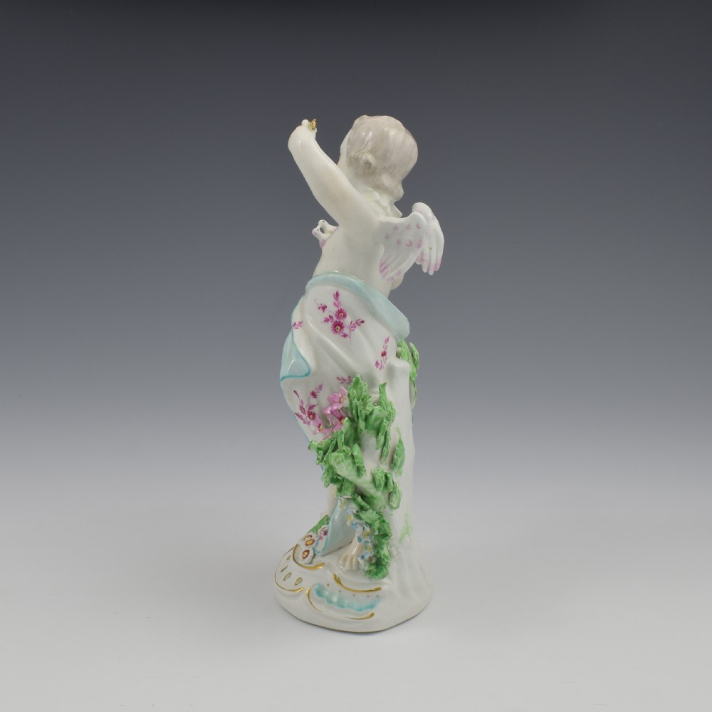 Rare Derby Porcelain Figure Cupid With Doves & Key c.1770 View IV