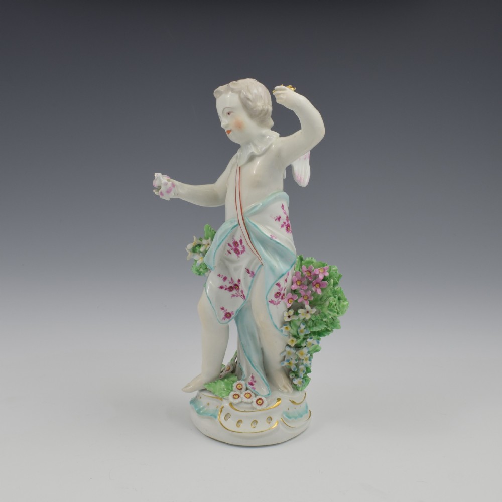 Rare Derby Porcelain Figure Cupid With Doves & Key c.1770 View VI