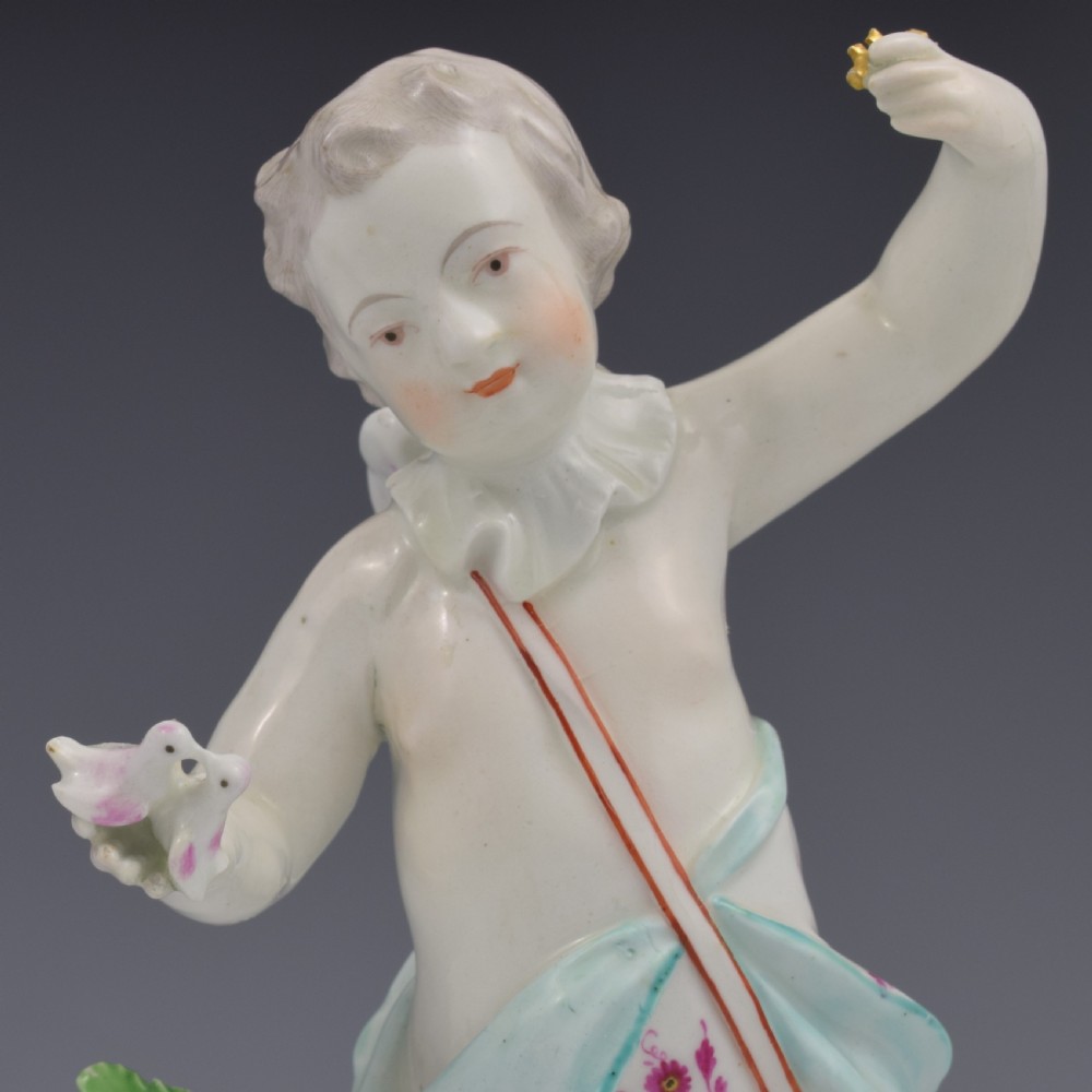 Rare Derby Porcelain Figure Cupid With Doves & Key c.1770 View VII