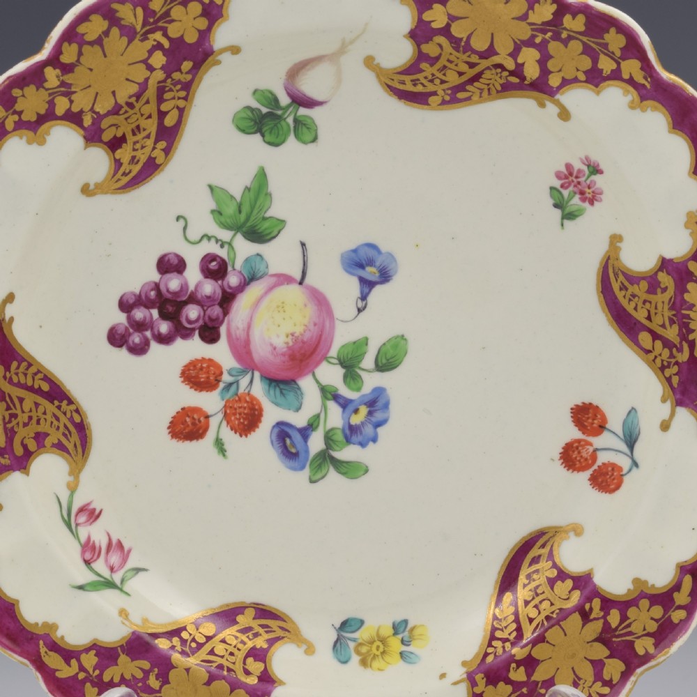 First Period Worcester Porcelain James Giles Hope Edwardes Pattern Dessert Plate c.1770 View II