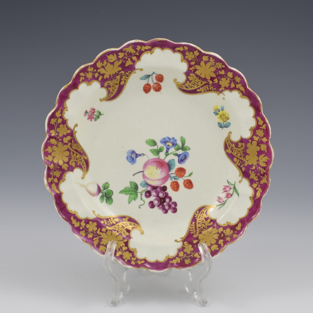 First Period Worcester Porcelain James Giles Hope Edwardes Pattern Dessert Plate c.1770 View IV