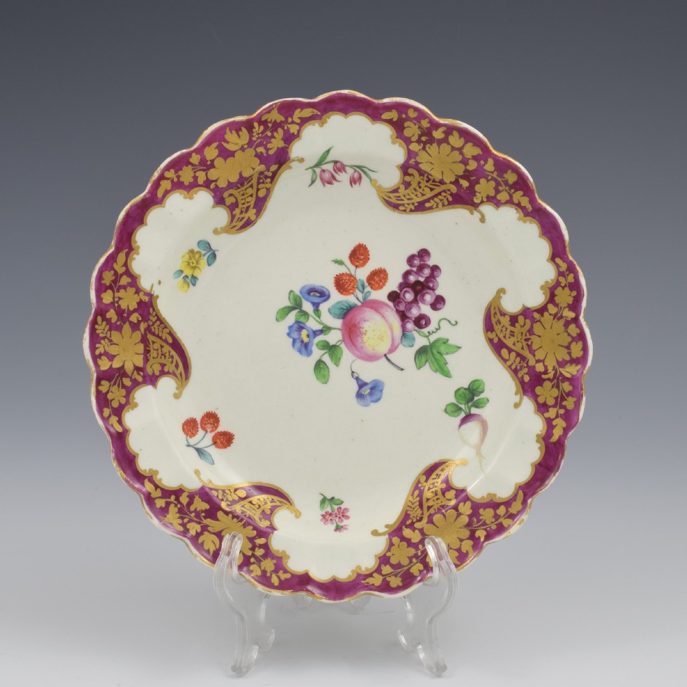 First Period Worcester Porcelain James Giles Hope Edwardes Pattern Dessert Plate c.1770 View V